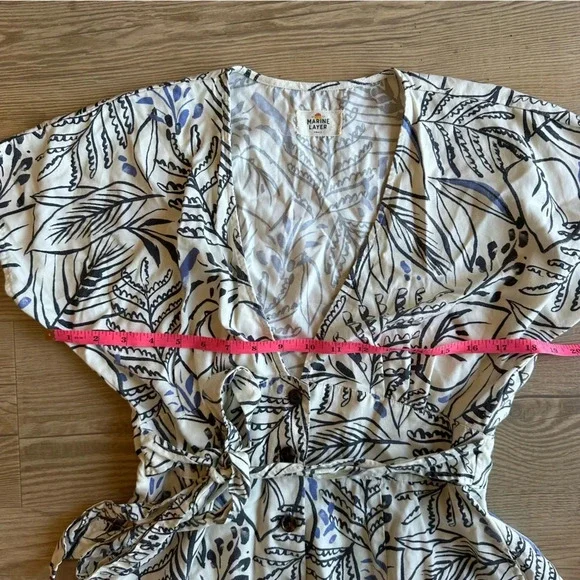 Marine Layer Marine Layer Camila Mini Dress white & blue Foliage size small - Picture 6 of 11